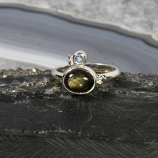 Gold Obsidian Ring, 925er
