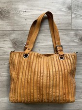 FREDsBRUDER Henkeltasche Shopper Riffeltasche echtes Leder hellbraun