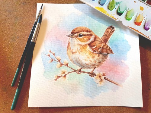 Aquarell zaunkönig - aquarell,