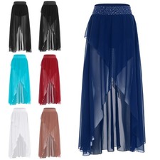 Damen Rock Salsa Kleid Tanzen Kostüm Bühne Glänzend Performance Verschönert