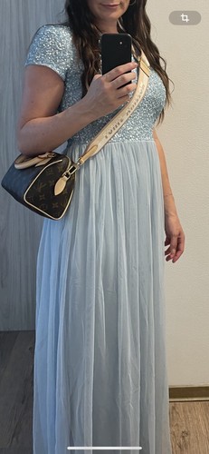 Langes kleid blau babyblau - s,