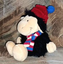 Nici Vintage Schaf schwarz Winter Mütze Schal TOP! 22 cm