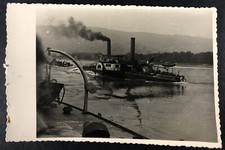 AK Foto als Postkarte - Schaufelraddampfer / Schleppdampfer auf Donau um 1915