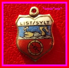 ꧁ BETTELARMBAND anhänger NORDFRIESLAND wappen LIST blauer wal SYLT silber 800 ꧂