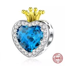 Charm Anhänger passt zu Pandora Armband 925 Sterling Silber Herz Krone E45