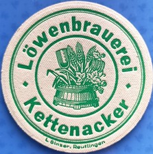 Alter Bierdeckel Löwenbrauerei Kettenacker um 1940-50 mit Impressum