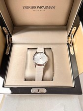 Emporio Armani Damen Armbanduhr ARS7004 Swiss Made Weiß Lederband 