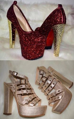 Plateau high heels set - set, rot