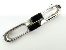 Vintage 925 Sterling Silber Brosche mit Onyx – Modernist, Skandinavischer Stil