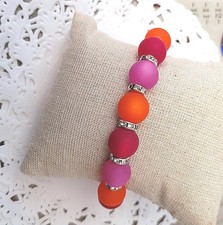 Sylvie's POLARIS Perlen 12 mm Armband 18/19 cm fuchsia rosa orange handmade/804