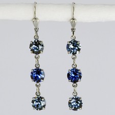 Grevenkämper Ohrringe Swarovski Kristall Rund lang blau Sapphire Light Sapphire