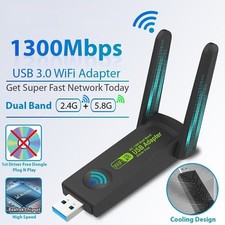 1300Mbps USB WLAN Adapter USB 3.0 Stick WiFi Dual Band 5GHz Antenne PC Bluetooth
