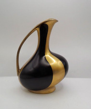 23068/ Vintage Vase schwarz/gold  Höhe ca. 15,5 cm
