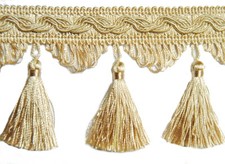 ab 1m Quastenborte 8cm breit light gold Dekoborte Quasten Troddeln Spitze TOP DE