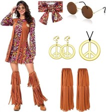 Hippie Kleid Set 70er Damen
