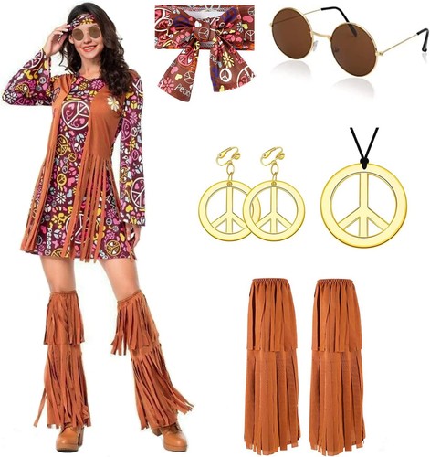 Hippie kleid set 70er damen - hippie,
