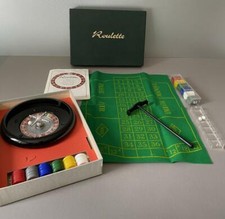 Spiel ROULETTE mit Filz und Jetons, einfache Ausfertigung, VINTAGE