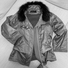 Kurzmantel N2 Pelzkragen Kapuze MARC CAIN 36 grau Wintermantel Longjacke  warm