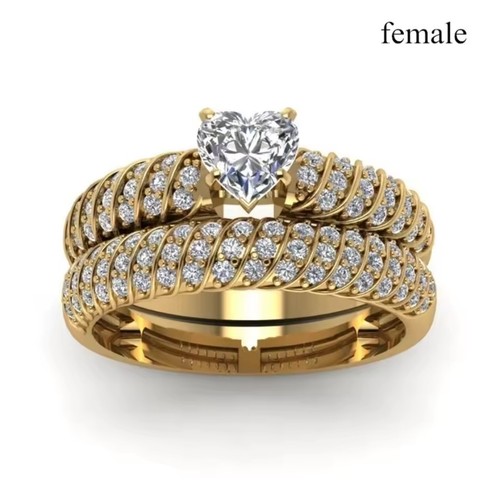 Damen gold ring - ring, set