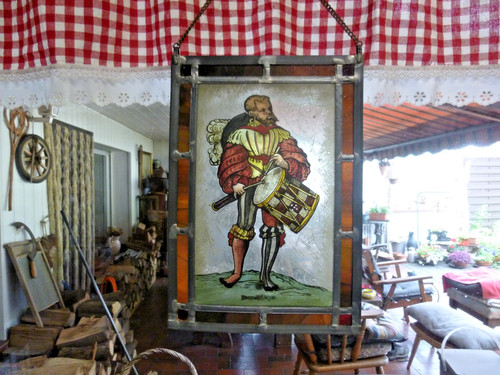 Fensterglasbild trommler um - fensterglasbild, "trommler"