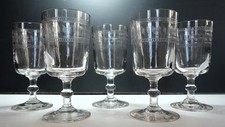 Baccarat 5 Weingläser Glas von 1880 Modell Grecque Pantographiert Höhe 12,2cm