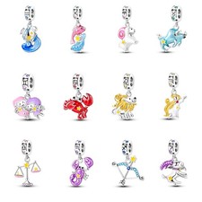 Original 925 Sterling Silber Charm CZ Leuchtend 12 Sternbild für Frauen Armband