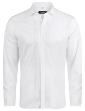 HUBER Smoking Hemd weiß mit Plissee Frackhemd Kläppchen-Kragen HU-0171 Regular