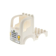 1x Lego Duplo Fahrzeug Auto LKW Fahrerkabine weiß Recycling Logo 15454pb07