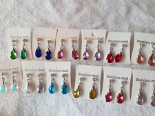 Restposten 50 Paar gemischte Farben Träne Tropfen Glas Kristall Ohrringe - NEU Großhandel C