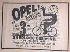 Opel Fahrräder Fahrrad Werbeanzeige von 1926