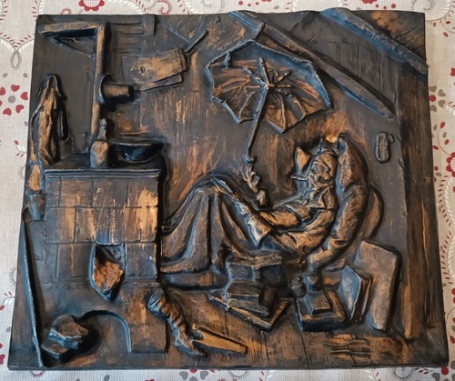 Reliefbild spitzweg bronzelook - reliefbild,