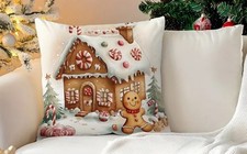 2teil. Weihnachtsset/ 1x Lebkuchenhaus Bezug 45x45 - dazu: 1 Bogen Fensterbilder