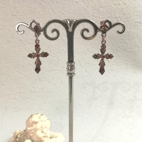 Kreuz granat ohrstecker - granat,