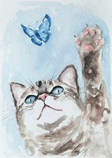 Katze Schmetterling Original