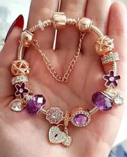 Edles BETTEL ARMBAND 925 SILBER ZIRKONIA Charm Sicherheitskette Murano Anhänger