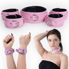 Premium Bondage Set Elegance Pink - Fesselset Lederfesseln Rosa Leder Fesseln