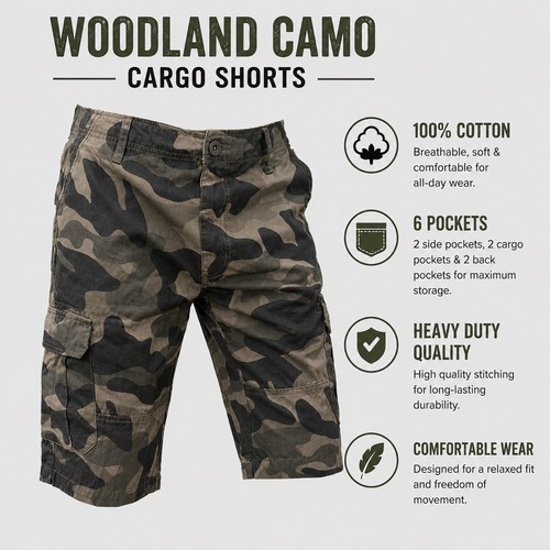 Herren woodland armee - woodland, shorts