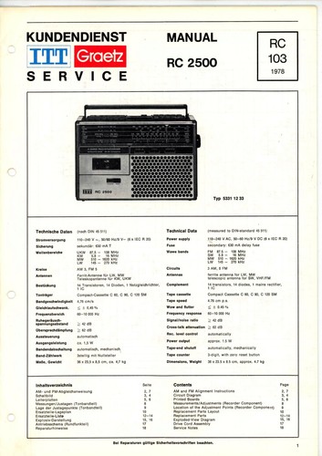 Itt graetz service manual für - itt,