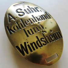 KOHLENHANDLUNG Suhr = Antikes Türschild Windsheim um 1925 TOP Kohle Brikett RAR