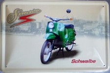 Blechschild Simson Schwalbe grün DDR Motorroller Moped Biker Retro Deko 30x20cm