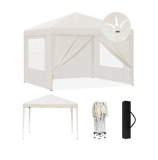 Pavillon 3x3m wasserdichter Faltpavillon Sonnenschutz Seitenwänden Beige 11be