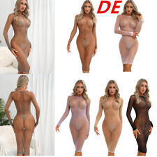 DE Damen Transparent Kleid Bodycon Glossy Bodystockings Glanz Strumpfhose Kleid
