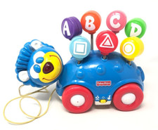 Vintage Mattel Fisher Price 2001 Blau ABC Löwe Kinder Musical Nachziehspielzeug