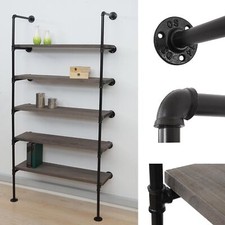 B-Ware Standregal MCW-C45, Wohnregal, Holz Metall, 165x80x28cm grau-braun