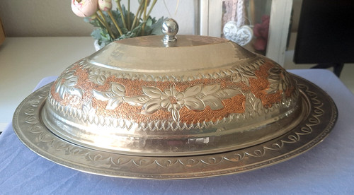 Servierschale aus kupfer mit - servierschale,