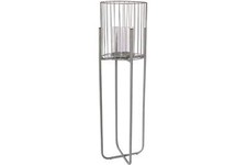 Metall Windlicht auf Ständer 63 cm Höhe mit Glaseinsatz grau Standwindlicht Deko