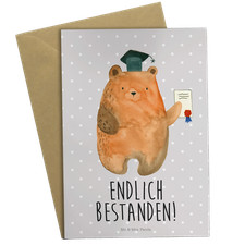 Grußkarte Bär Prüfung -