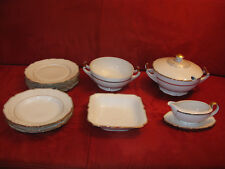 Speise-Service Alt Schönwald Porzellan, weiß, Gold-Ränder-Rand-Dekor um 1930