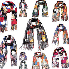 Warme Winter Lang Schal Katze Halstuch Halstücher Damenschal Tuch Stola