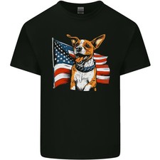 Ein Jack Russell Mit USA Flagge Amerika Hund Herren Leichtes Baumwoll-T-Shirt
